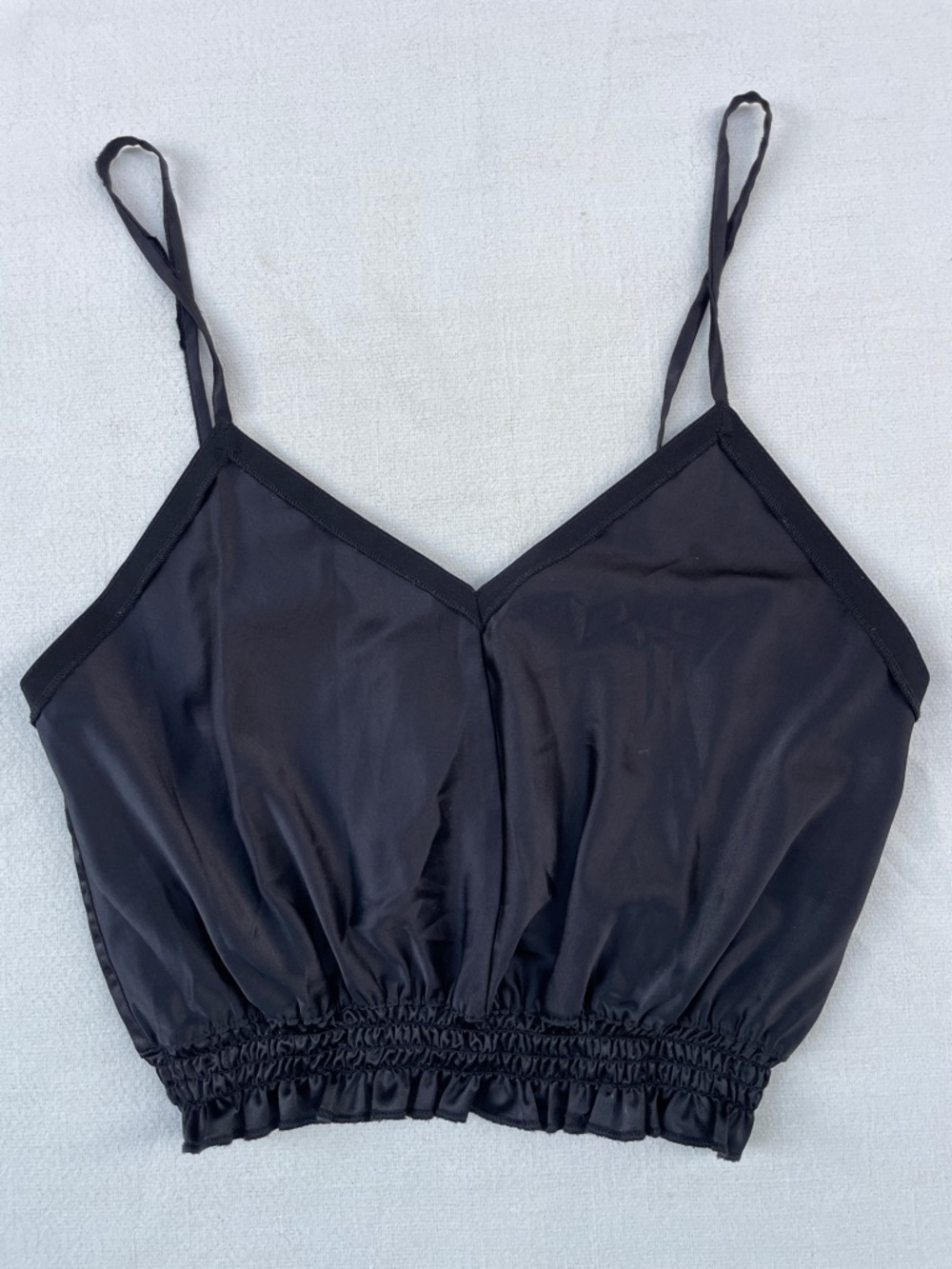 Zara Women’s Black Satin Crop Cami Top Size Medium